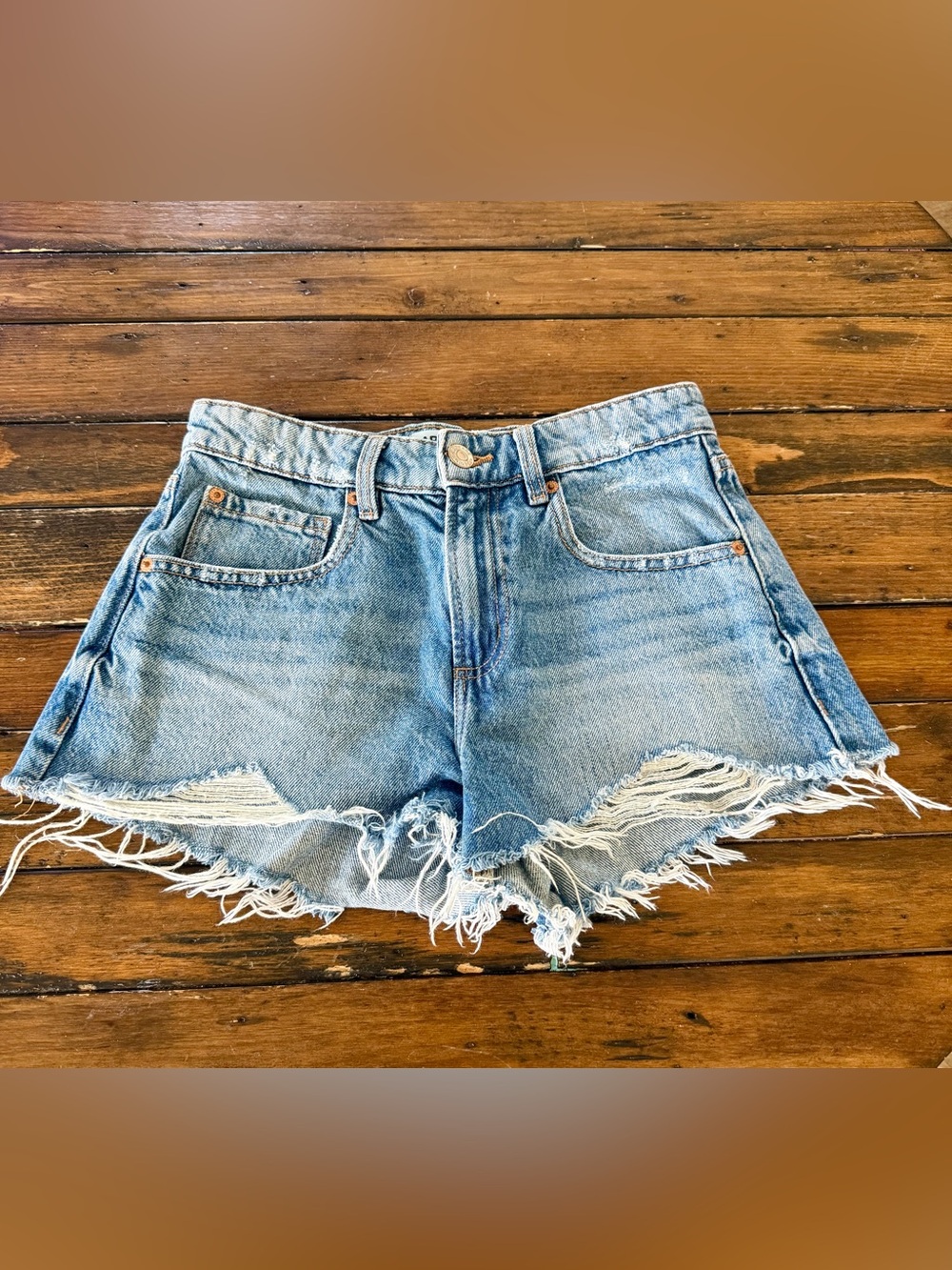 Garage Light Blue Distressed Denim Shorts
